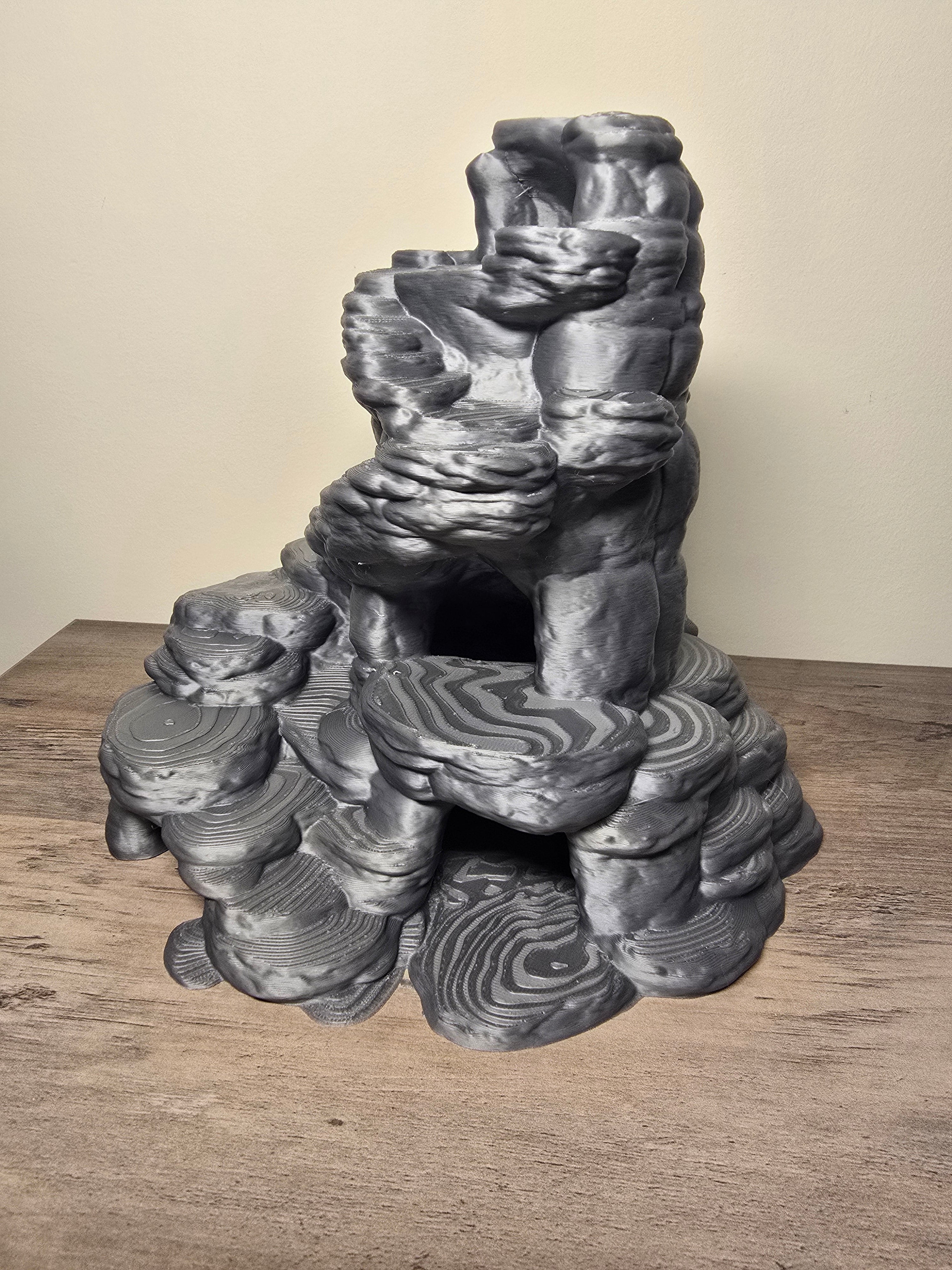 3D Printed Stone Mountain Aquarium Decor | 8x8x8 Inches | Custom Colors | 4m3d Design Art