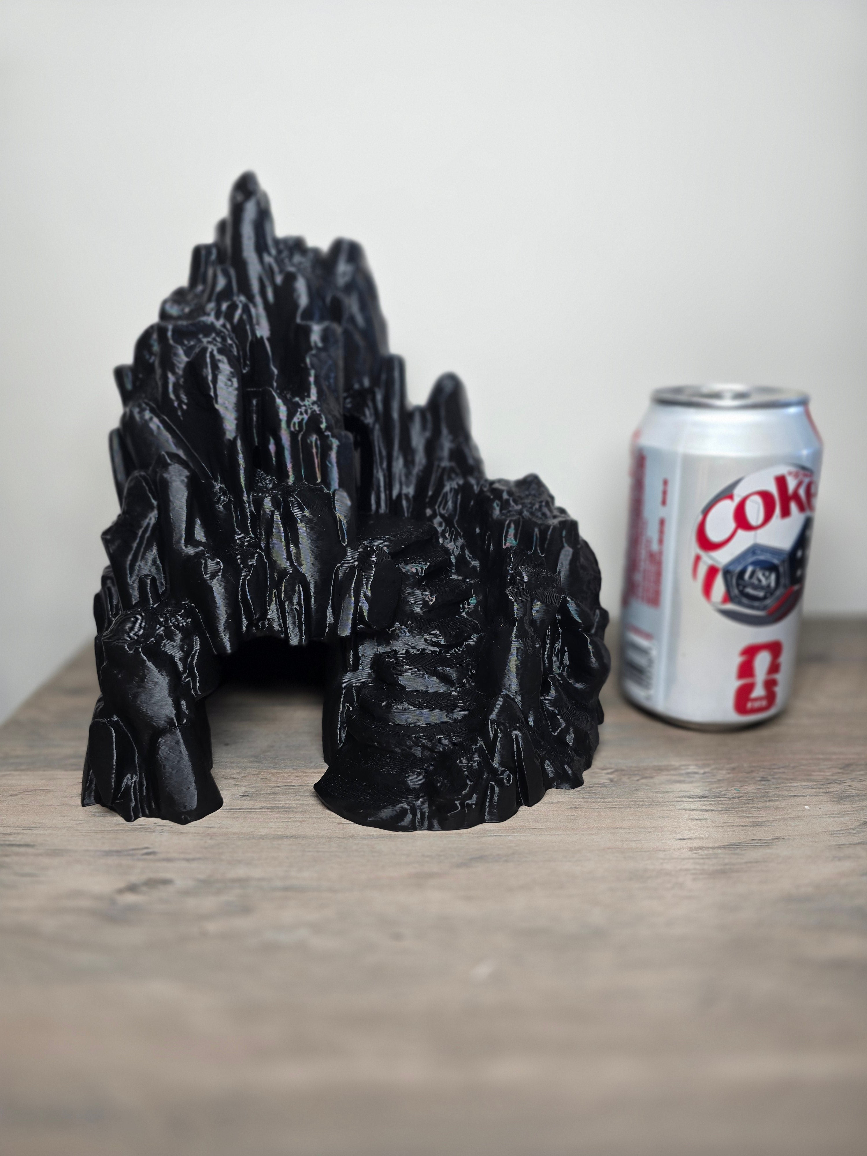 3D Printed Aquarium Stone Mountain with Cave & Stairs | 8x8x9 In | Fish Tank Decor | 4m3d Design Art
