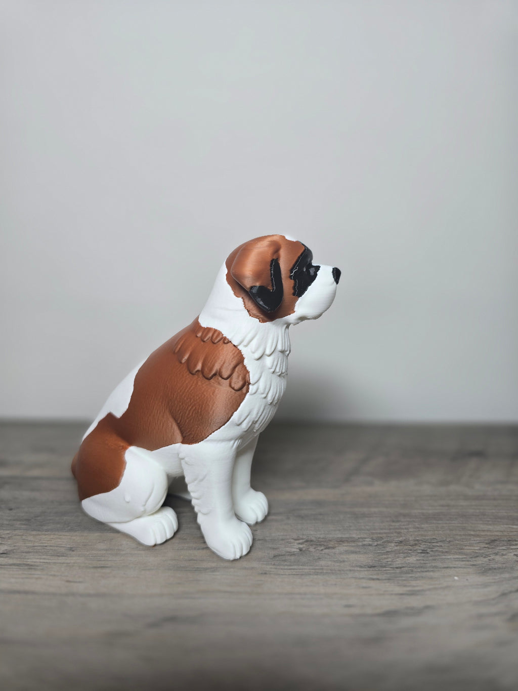 3D Printed St. Bernard Dog Figurine | Realistic Sitting Pose | Home & Shelf Décor | 4m3d Design Art