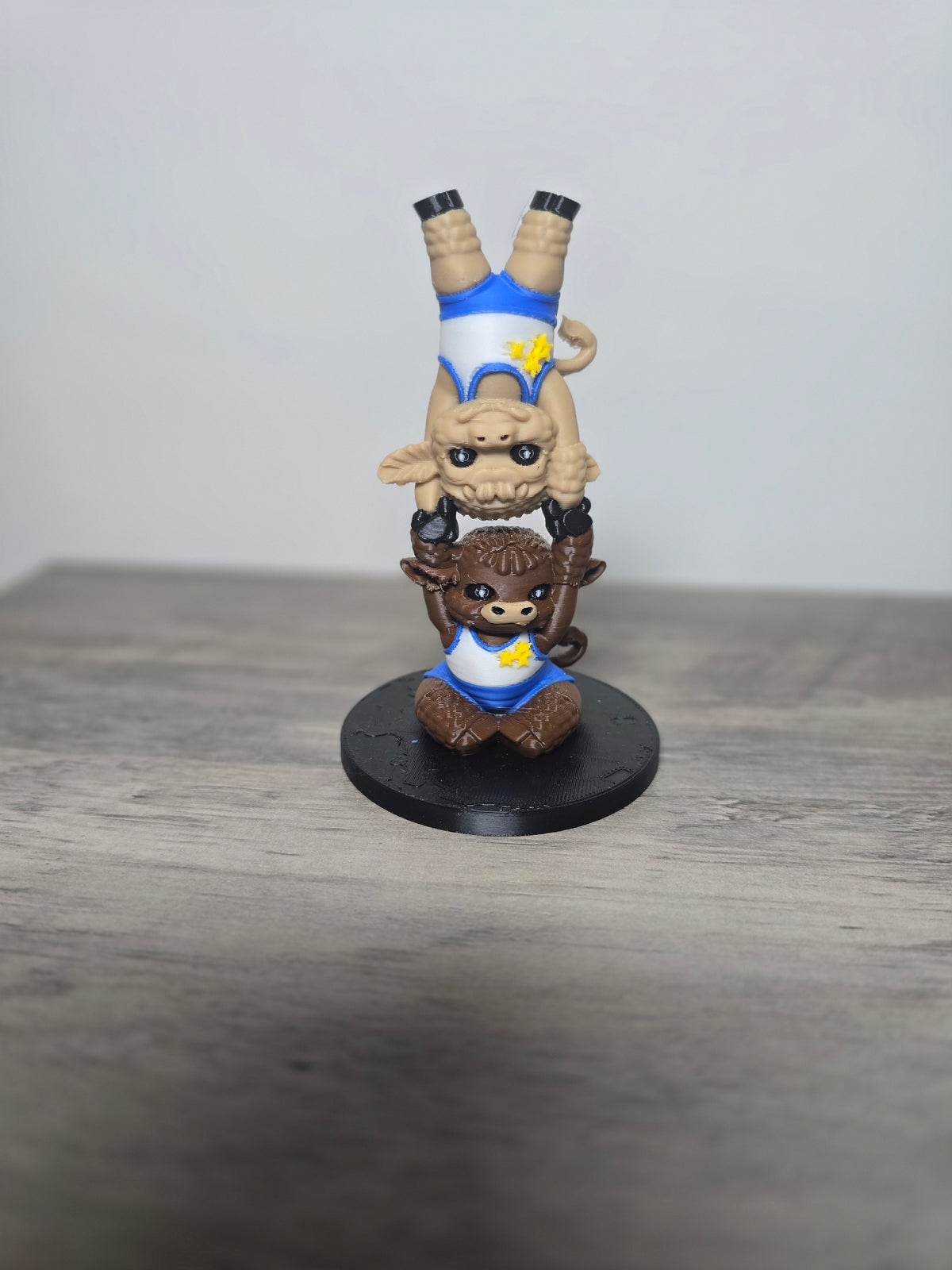 3D Printed Highland Cow Gymnastics Figurine | Handstand Trust Pose | 4m3d Design Art