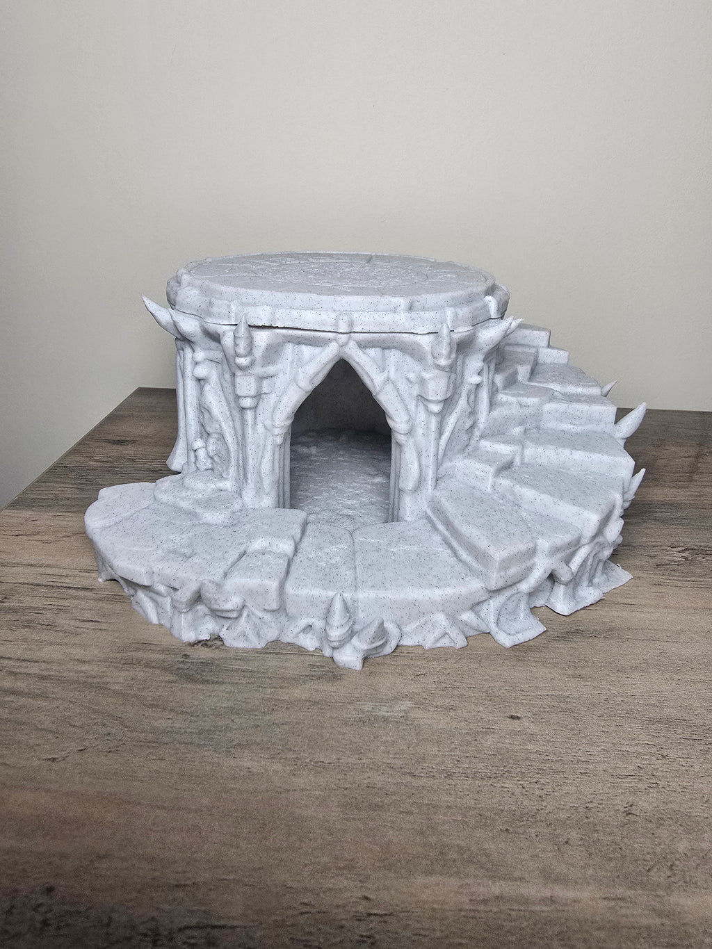 3D Printed Aquarium Gothic Arch Tower with Stairs | Stone Look Fish Tank Decor | 4m3d Design Art