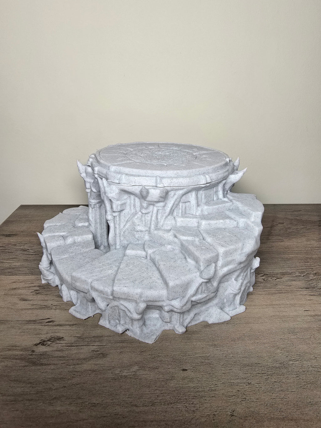 3D Printed Aquarium Gothic Arch Tower with Stairs | Stone Look Fish Tank Decor | 4m3d Design Art