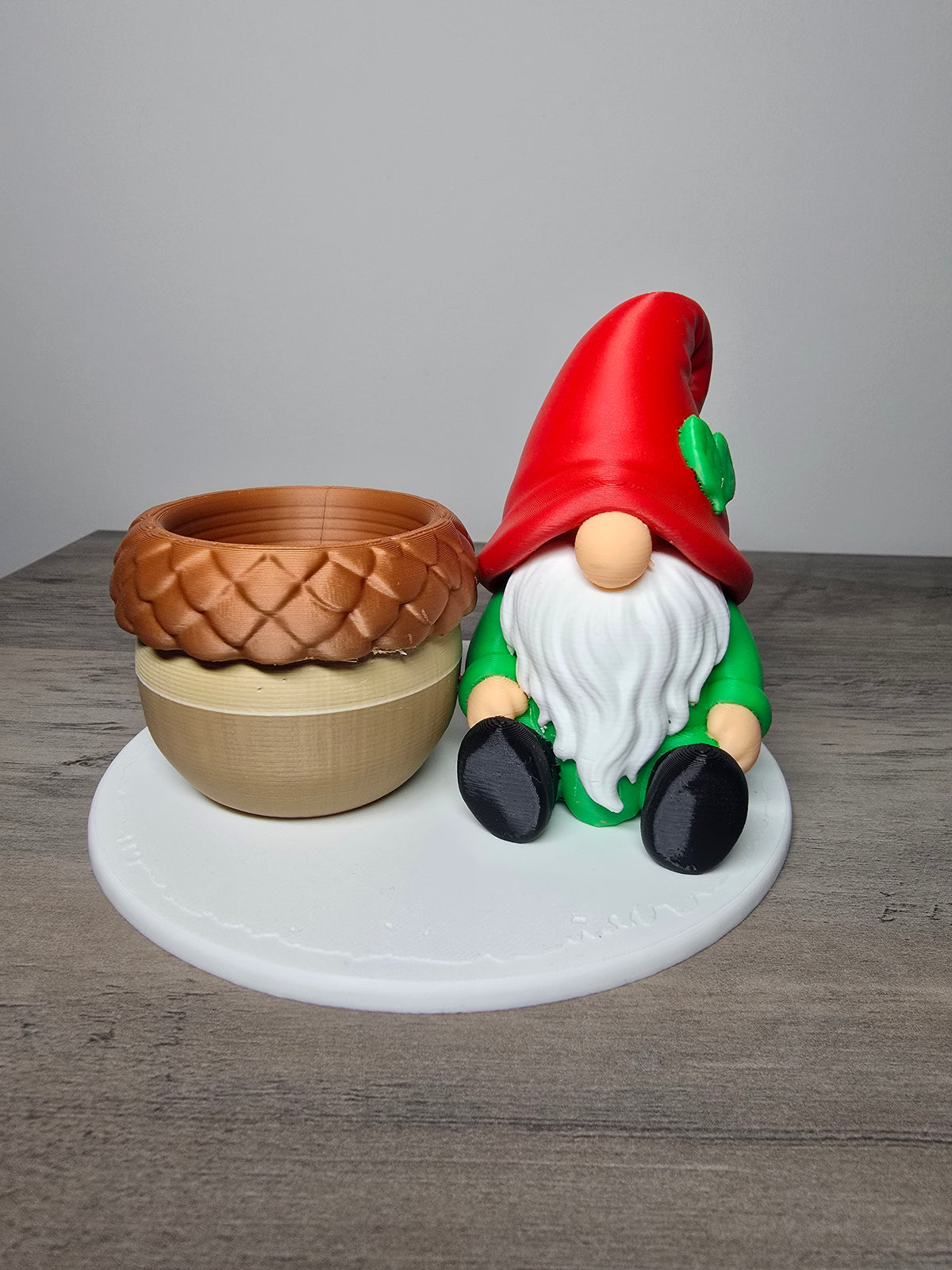 3D Printed Gnome with Acorn Candle Holder Set | Home & Holiday Decor | 4m3d Design Art