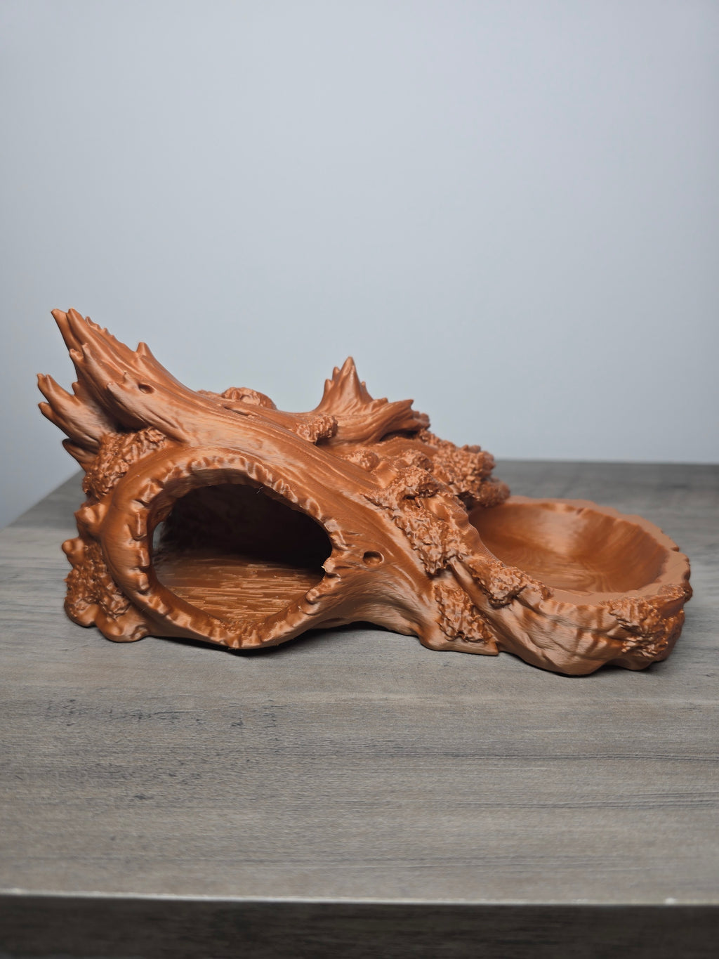 3D Printed Reptile Bowl and Cave Hide | Driftwood Style Terrarium Decor | 9x5x4 In | 4m3d Design Art