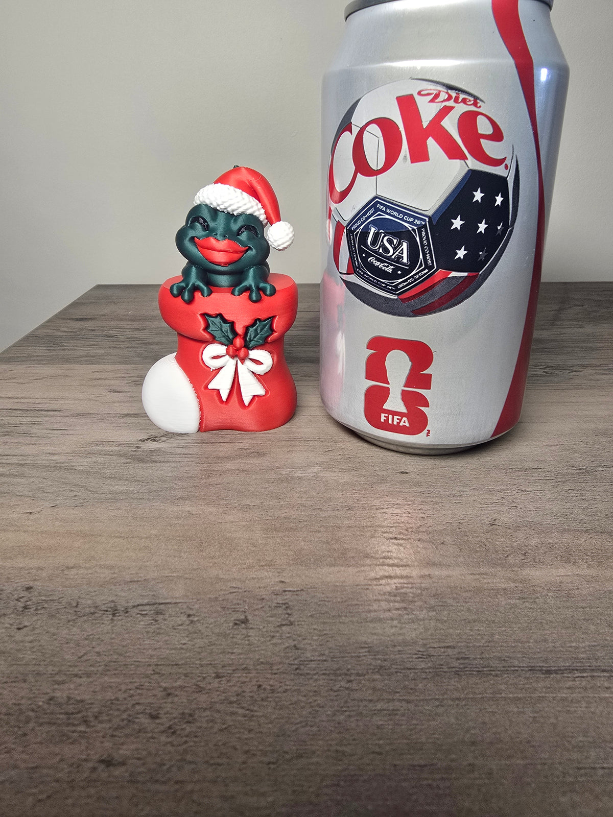 3D Printed Frog Christmas Ornament | Santa Hat Stocking | 2x3.5 Inches | 4m3d Design Art