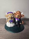 3D Printed Highland Cow Bride & Groom Figurine | Wedding Cake Topper | 4m3d Design Art