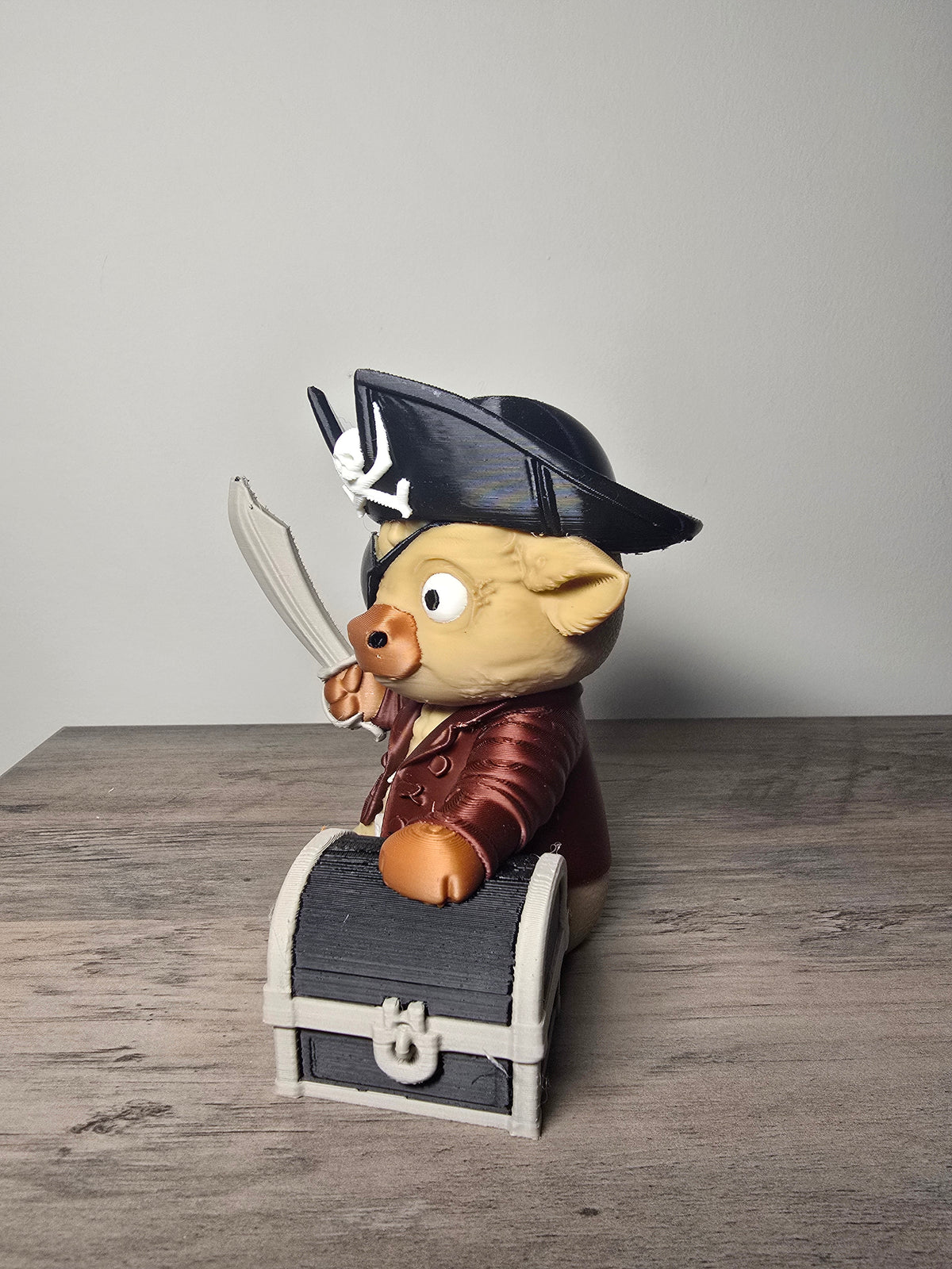 3D Printed Pirate Highland Cow Figurine | Swashbuckling Desk Decor & Gift | 4m3d Design Art