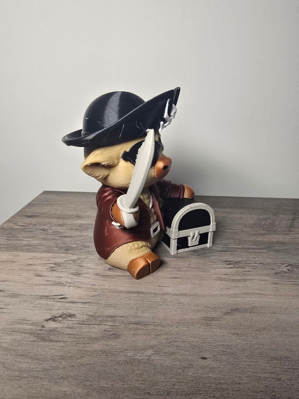 3D Printed Pirate Highland Cow Figurine | Swashbuckling Desk Decor & Gift | 4m3d Design Art
