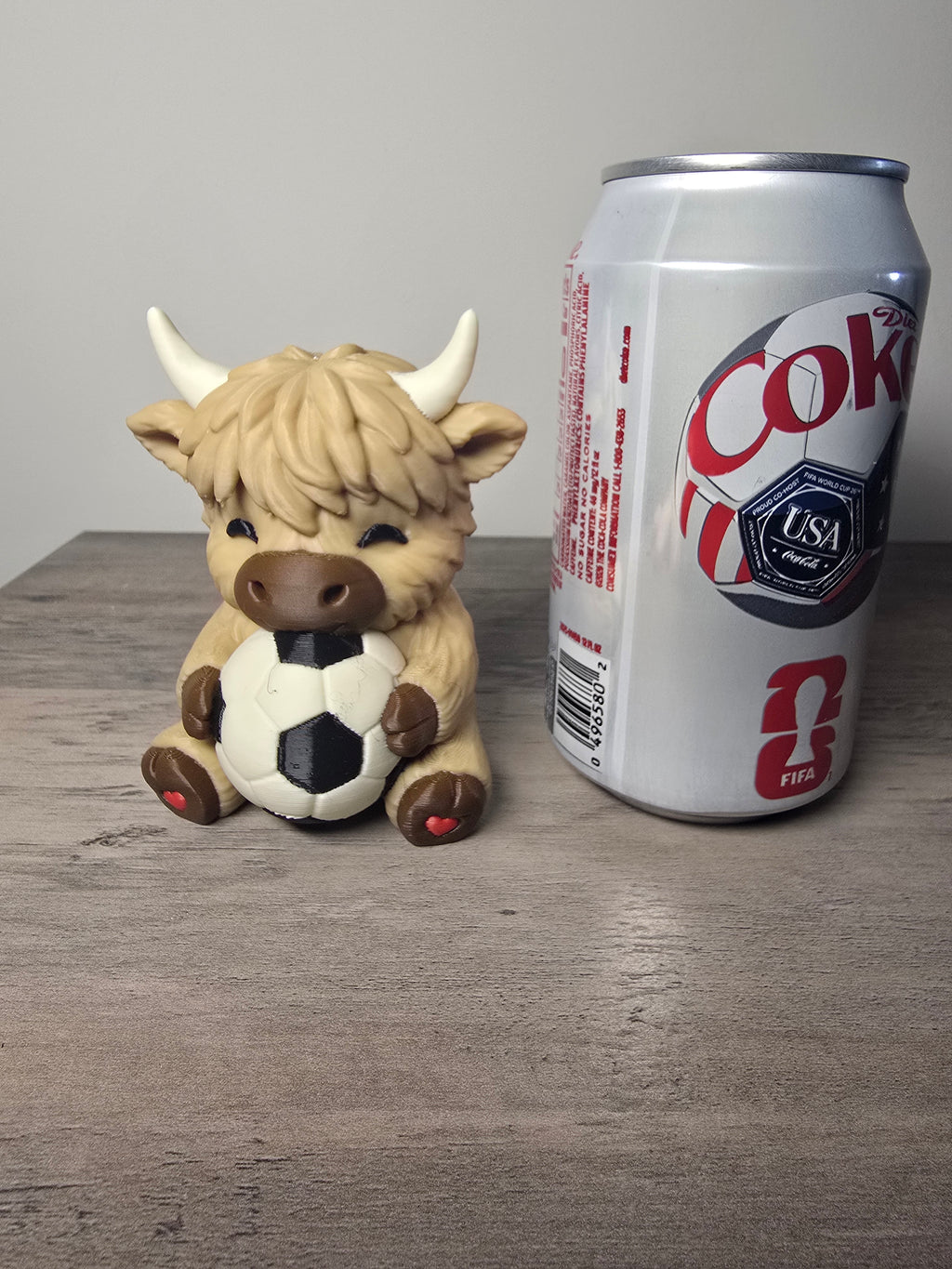 3D Printed Soccer Highland Cow Figurine | Sports Desk Decor & Gift | 4m3d Design Art