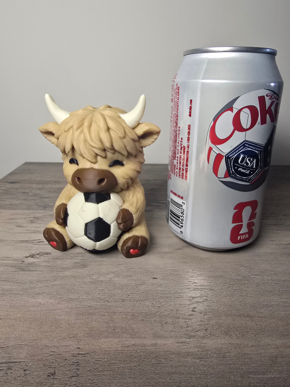3D Printed Soccer Highland Cow Figurine | Sports Desk Decor & Gift | 4m3d Design Art