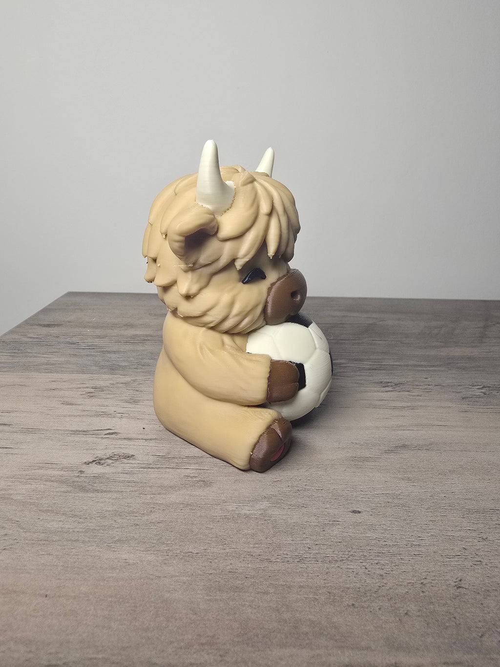 3D Printed Soccer Highland Cow Figurine | Sports Desk Decor & Gift | 4m3d Design Art
