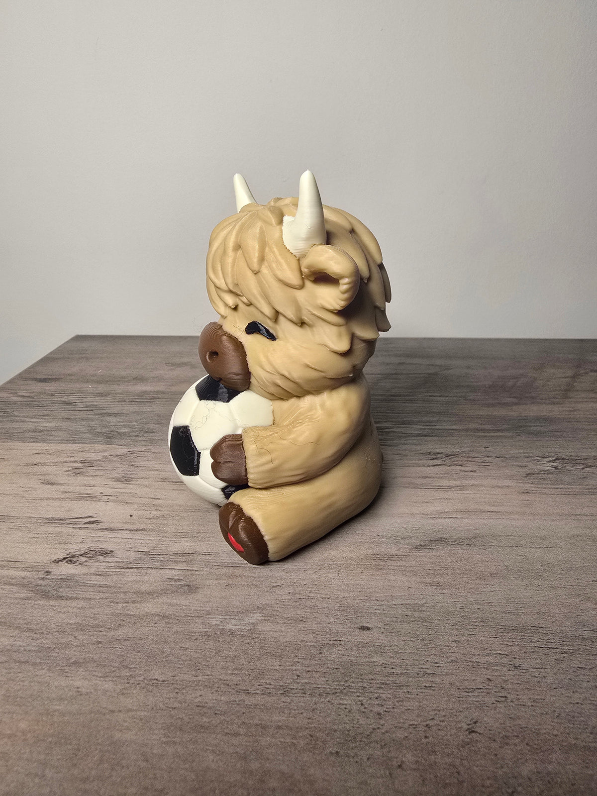 3D Printed Soccer Highland Cow Figurine | Sports Desk Decor & Gift | 4m3d Design Art