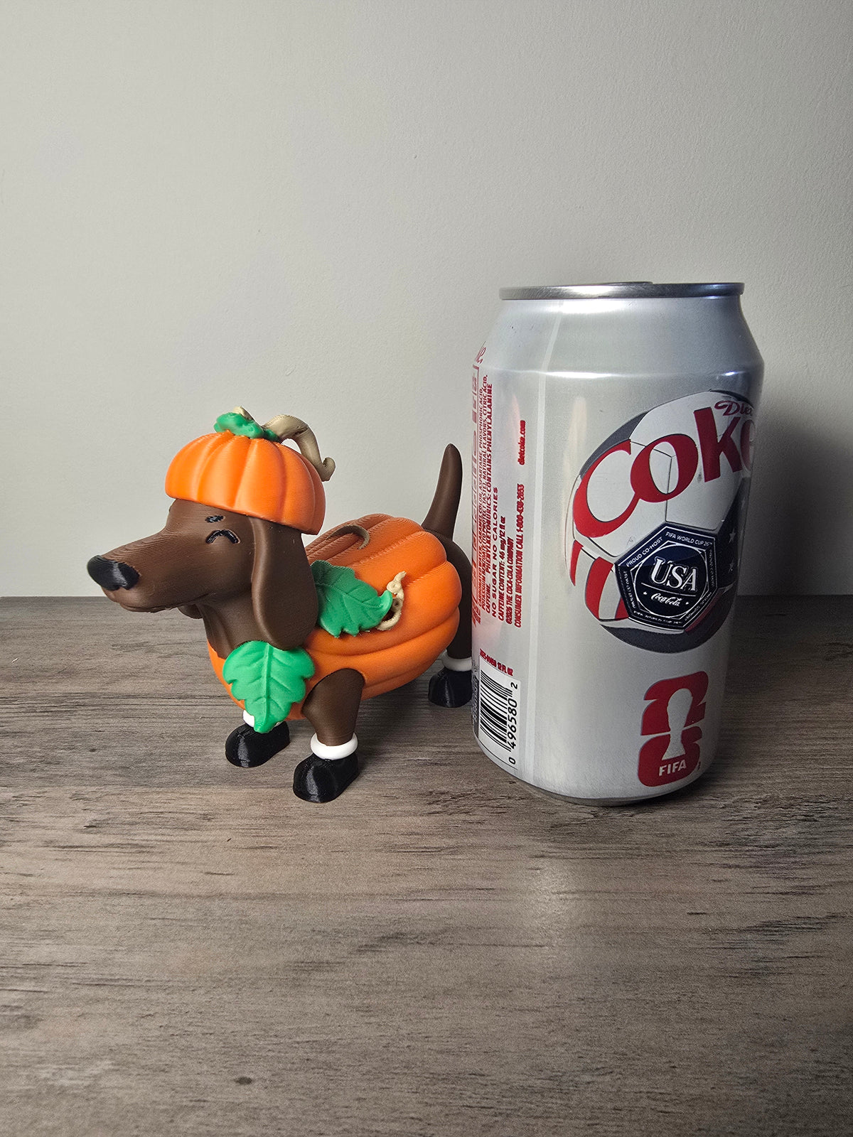 3D Printed Dachshund in Pumpkin Costume Figurine | Halloween Decor | 5x2x4 Inches | 4m3d Design Art