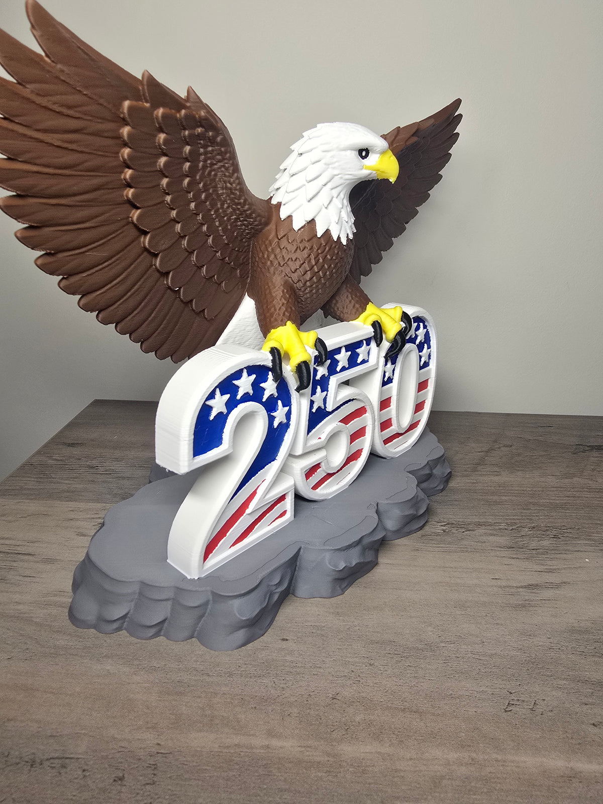 3D Printed American Bald Eagle 250th Anniversary Figurine | Patriotic USA Decor | 10x6x8 In | 4m3d Design Art