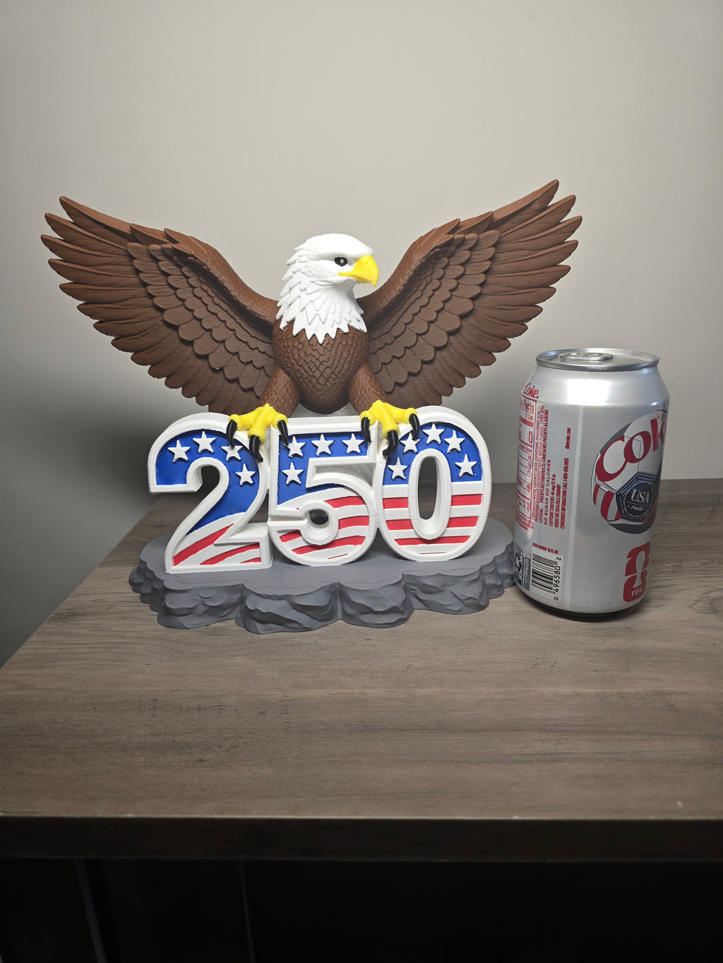 3D Printed American Bald Eagle 250th Anniversary Figurine | Patriotic USA Decor | 10x6x8 In | 4m3d Design Art