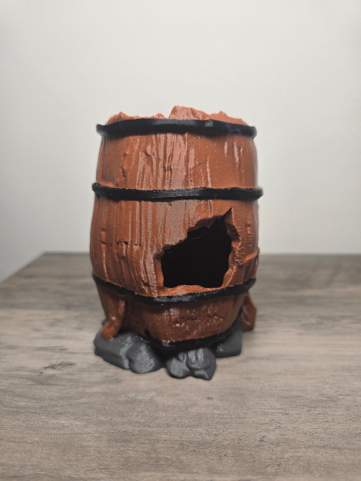 3D Printed Barrel Hideaway Aquarium Decor | Digitally Colored Tank Ornament | 4m3d Design Art