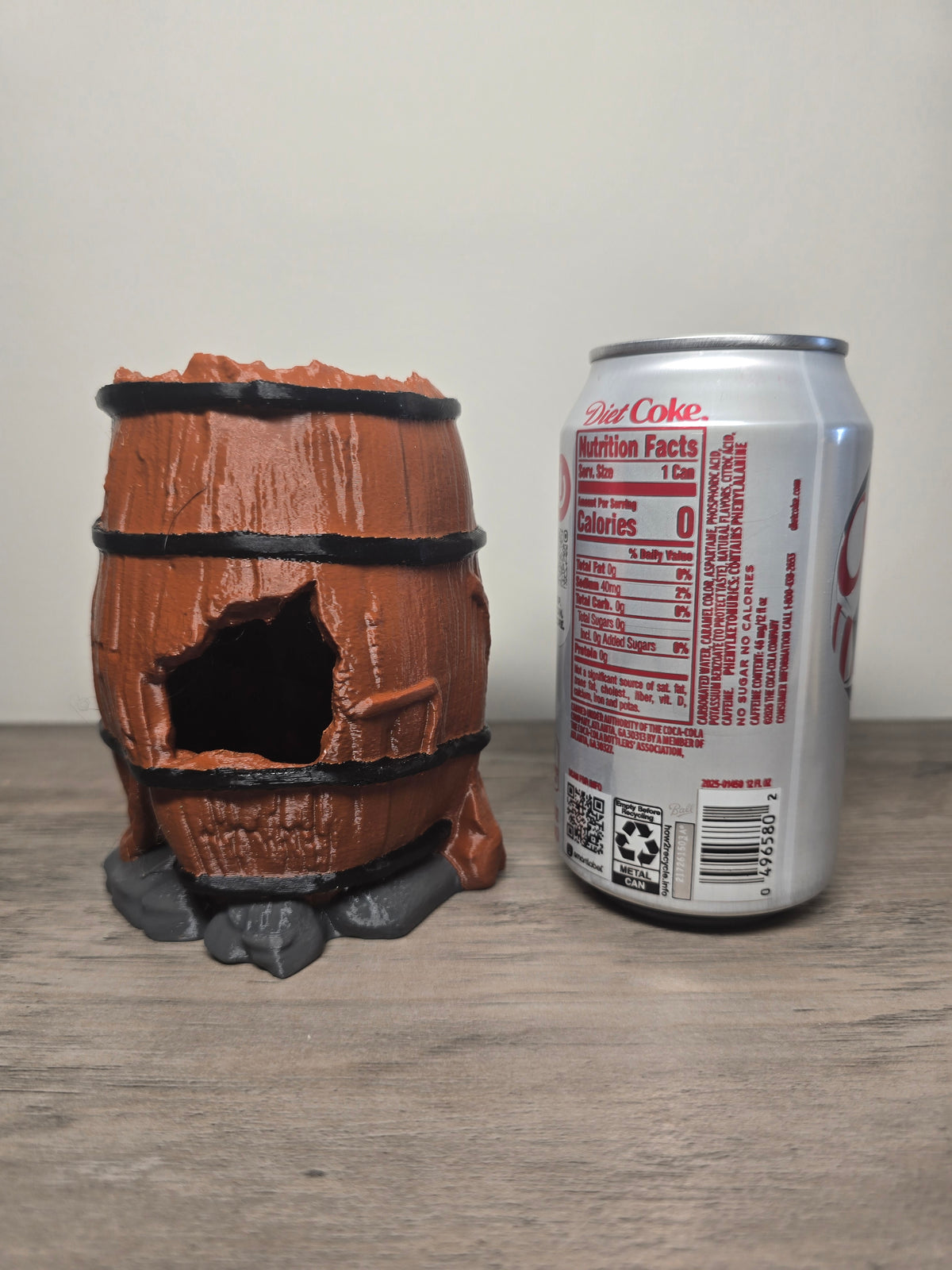 3D Printed Barrel Hideaway Aquarium Decor | Digitally Colored Tank Ornament | 4m3d Design Art