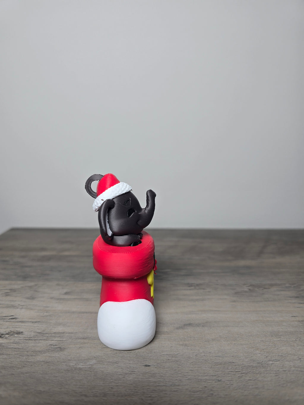3D Printed Elephant in a Stocking Christmas Ornament | Digitally Painted Holiday Decor | 4m3d Design Art