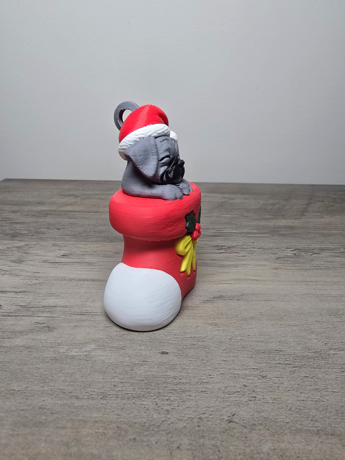 3D Printed Boxer Puppy in a Stocking Christmas Ornament | Digitally Painted Holiday Decor | 4m3d Design Art