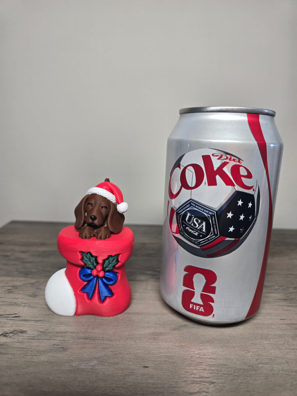 3D Printed Dachshund in a Stocking Christmas Ornament | Digitally Painted Holiday Decor | 4m3d Design Art