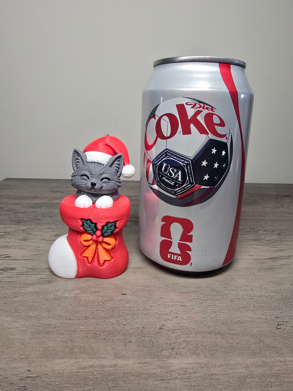 3D Printed Long-Haired Kitten in a Stocking Christmas Ornament | Digitally Painted Holiday Decor | 4m3d Design Art