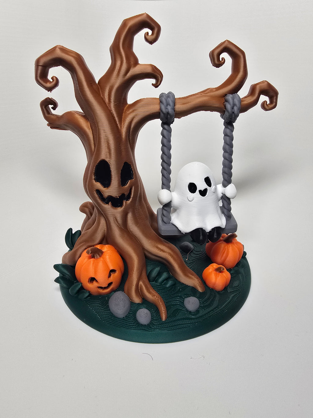 3D Printed Ghost on a Swing Halloween Display | Spooky Tree Tabletop Decor | 4m3d Design Art