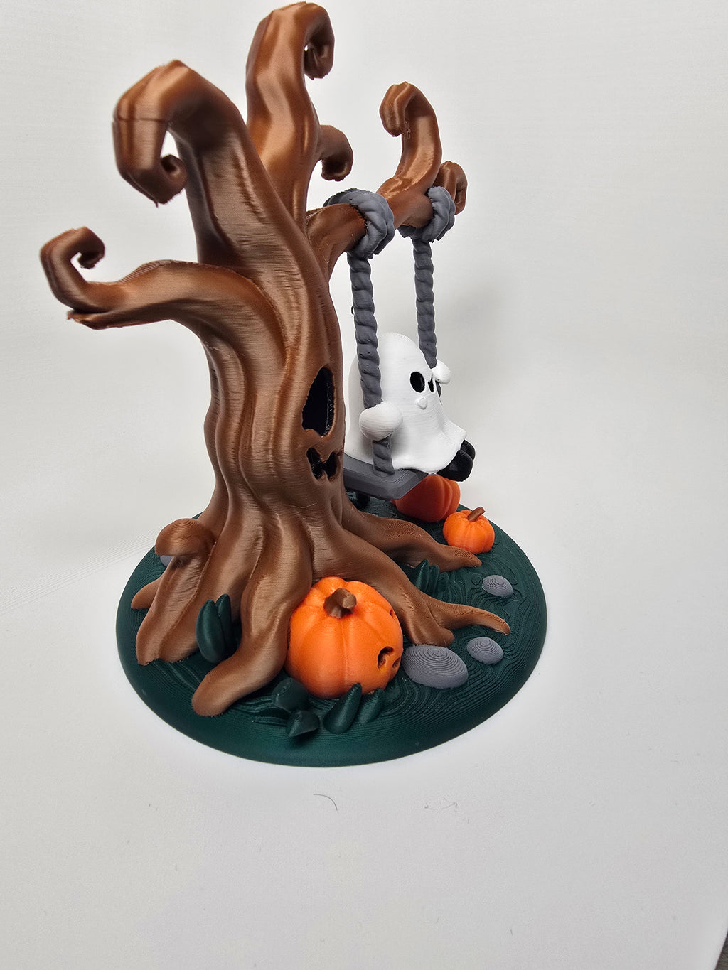 3D Printed Ghost on a Swing Halloween Display | Spooky Tree Tabletop Decor | 4m3d Design Art