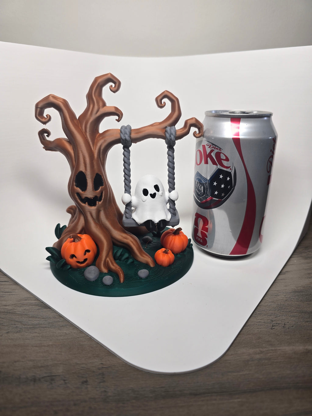 3D Printed Ghost on a Swing Halloween Display | Spooky Tree Tabletop Decor | 4m3d Design Art