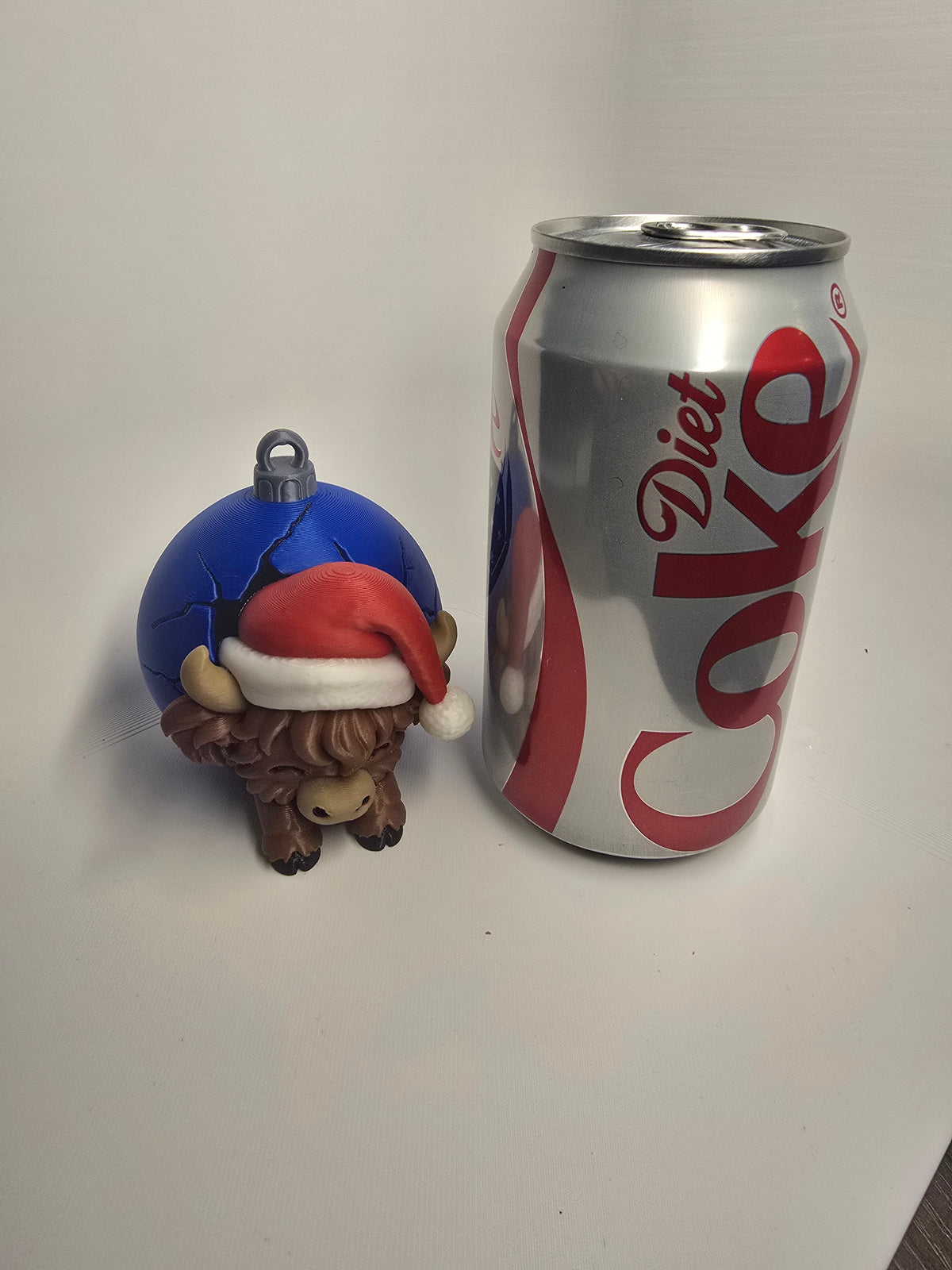 3D Printed Highland Cow Christmas Ornament | Digitally Painted Holiday Decor | 4m3d Design Art