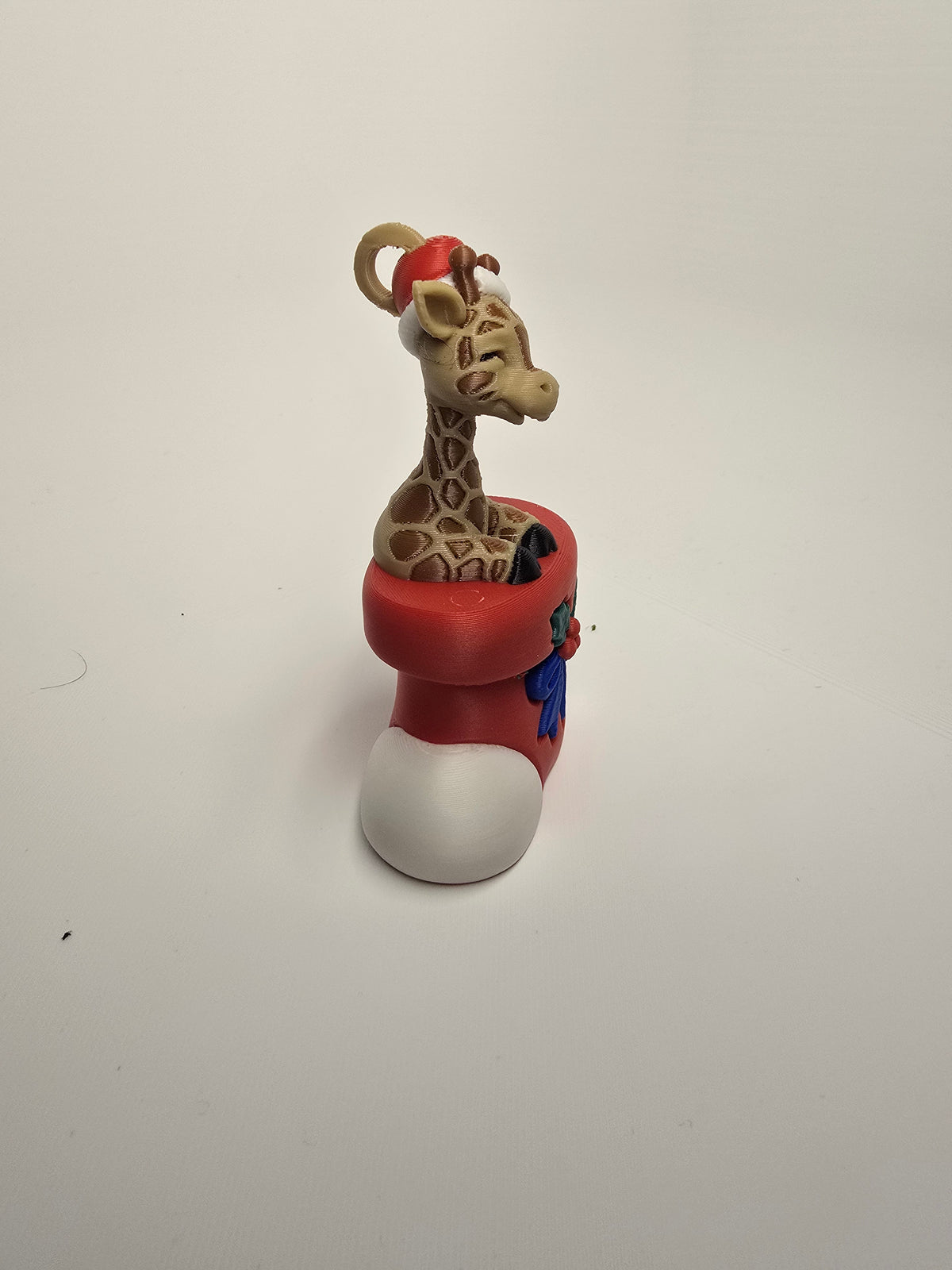 3D Printed Giraffe in Christmas Stocking Ornament | Holiday Tree Decor | 4m3d Design Art