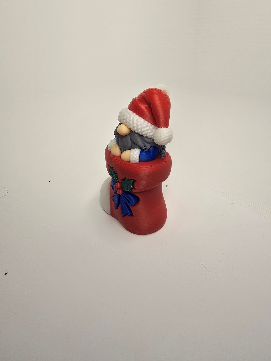 3D Printed Gnome in Christmas Stocking Ornament | Digitally Painted Holiday Decor | 4m3d Design Art