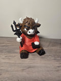 3D Printed Devilish Highland Cow Figurine | Mischievous Devil Horns | 4m3d Design Art
