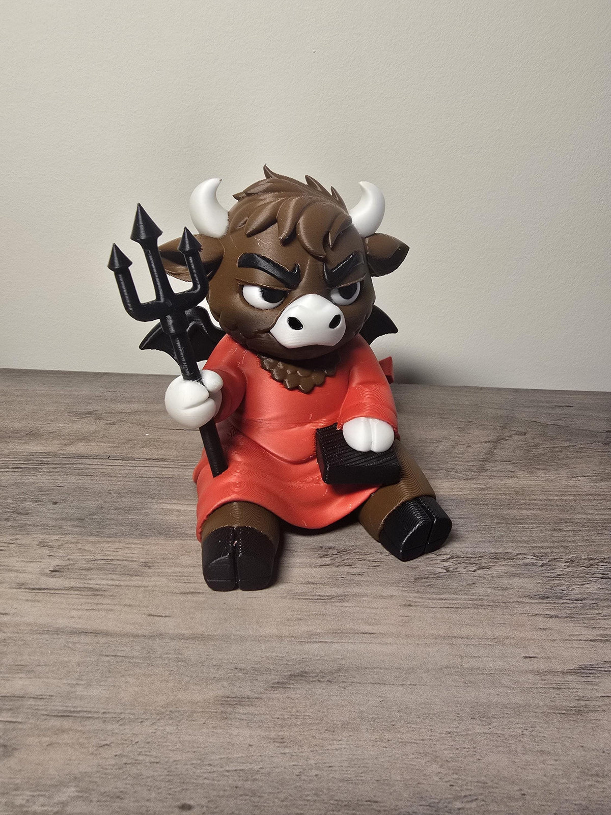 3D Printed Devilish Highland Cow Figurine | Mischievous Devil Horns | 4m3d Design Art