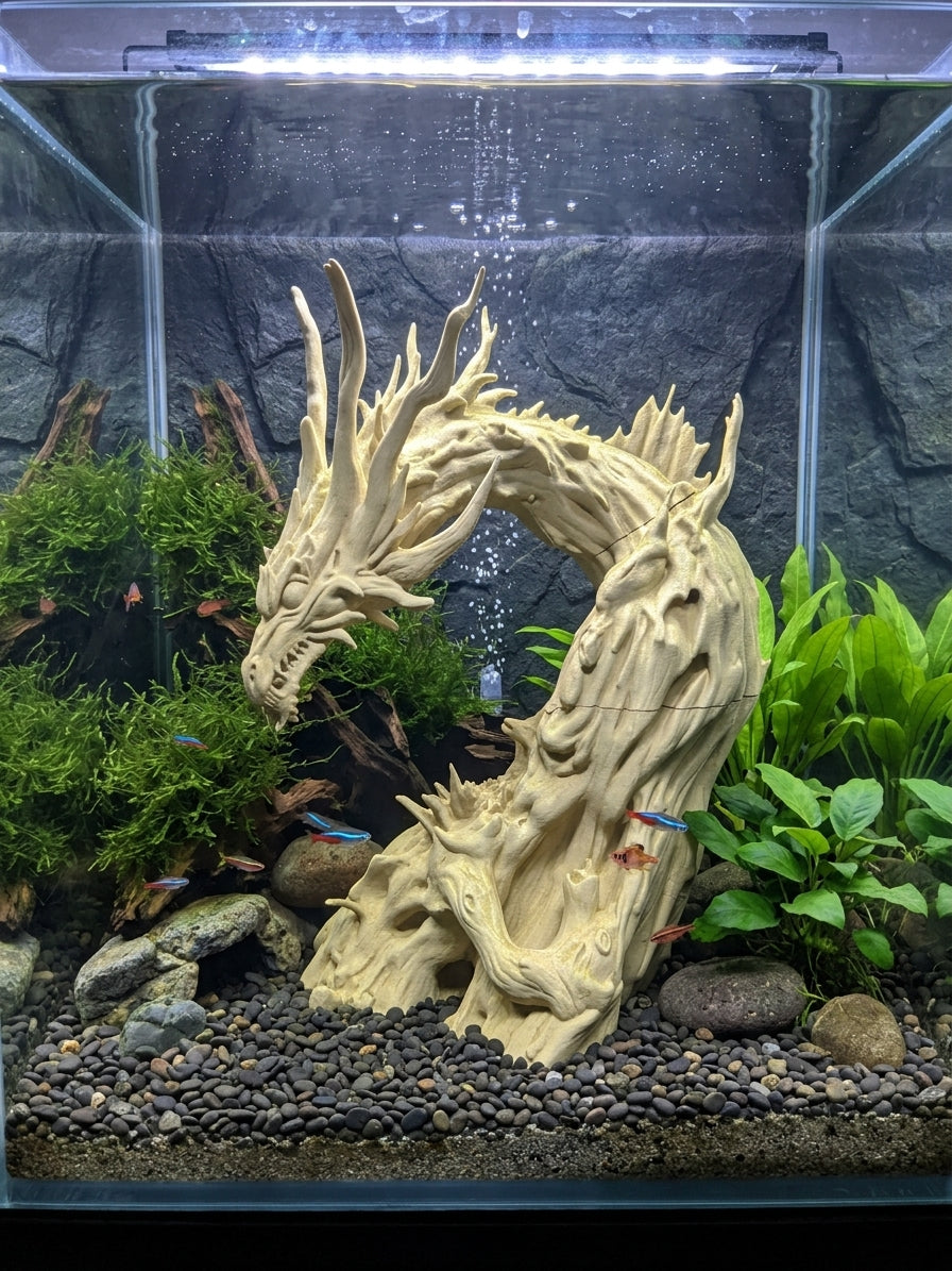 3D Printed Dragon Aquarium Decor | Fantasy Aquascape Centerpiece | 4m3d Design Art
