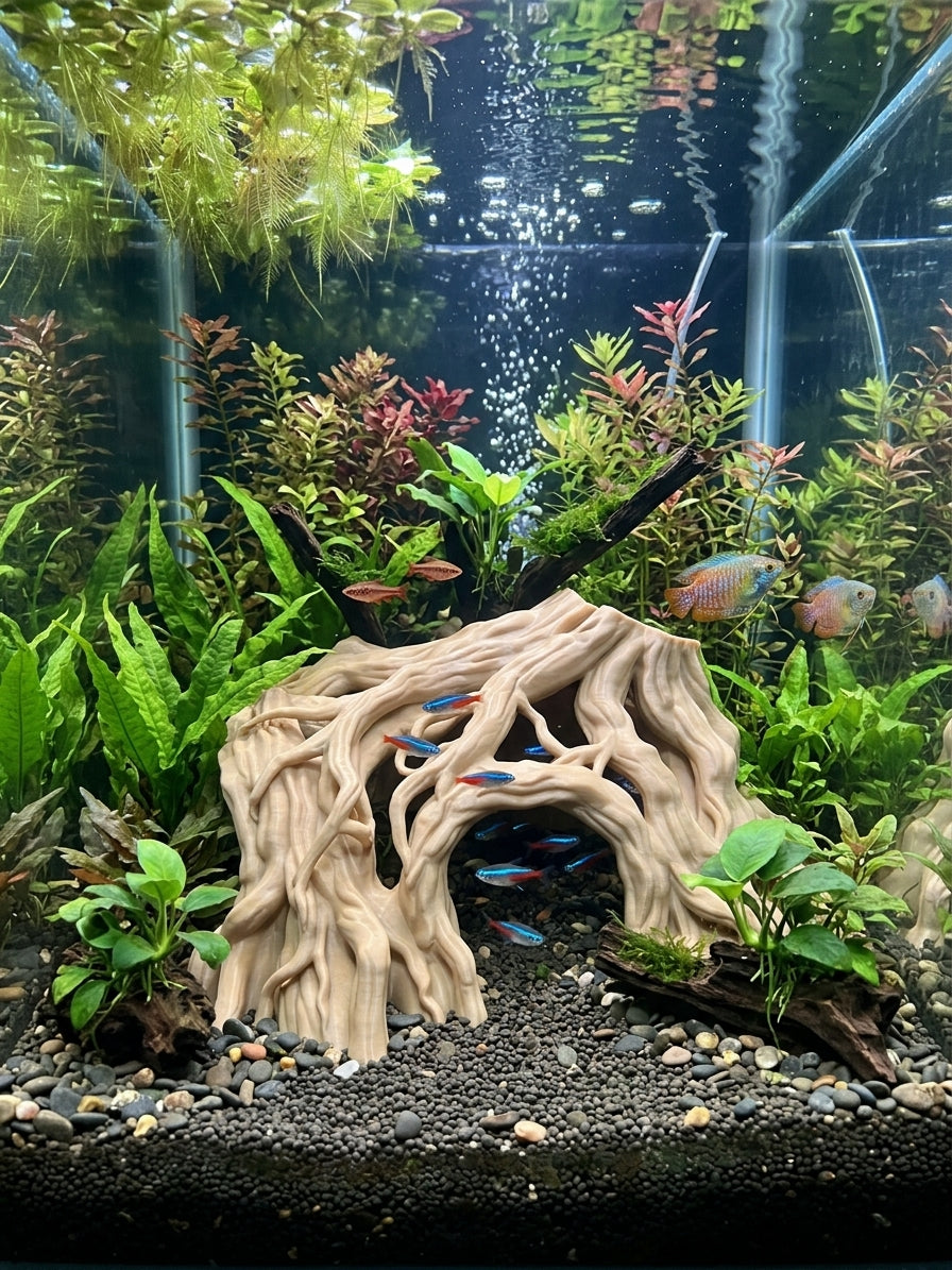 3D Printed Mango Root Aquarium Hideaway | Custom Color Fish Shelter | 4m3d Design Art