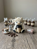 3D Printed Highland Cow with Coffee Figurine | Cute Desk Décor & Gift  | 4m3d Design Art