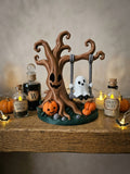 3D Printed Ghost on a Swing Halloween Display | Spooky Tree Tabletop Decor | 4m3d Design Art