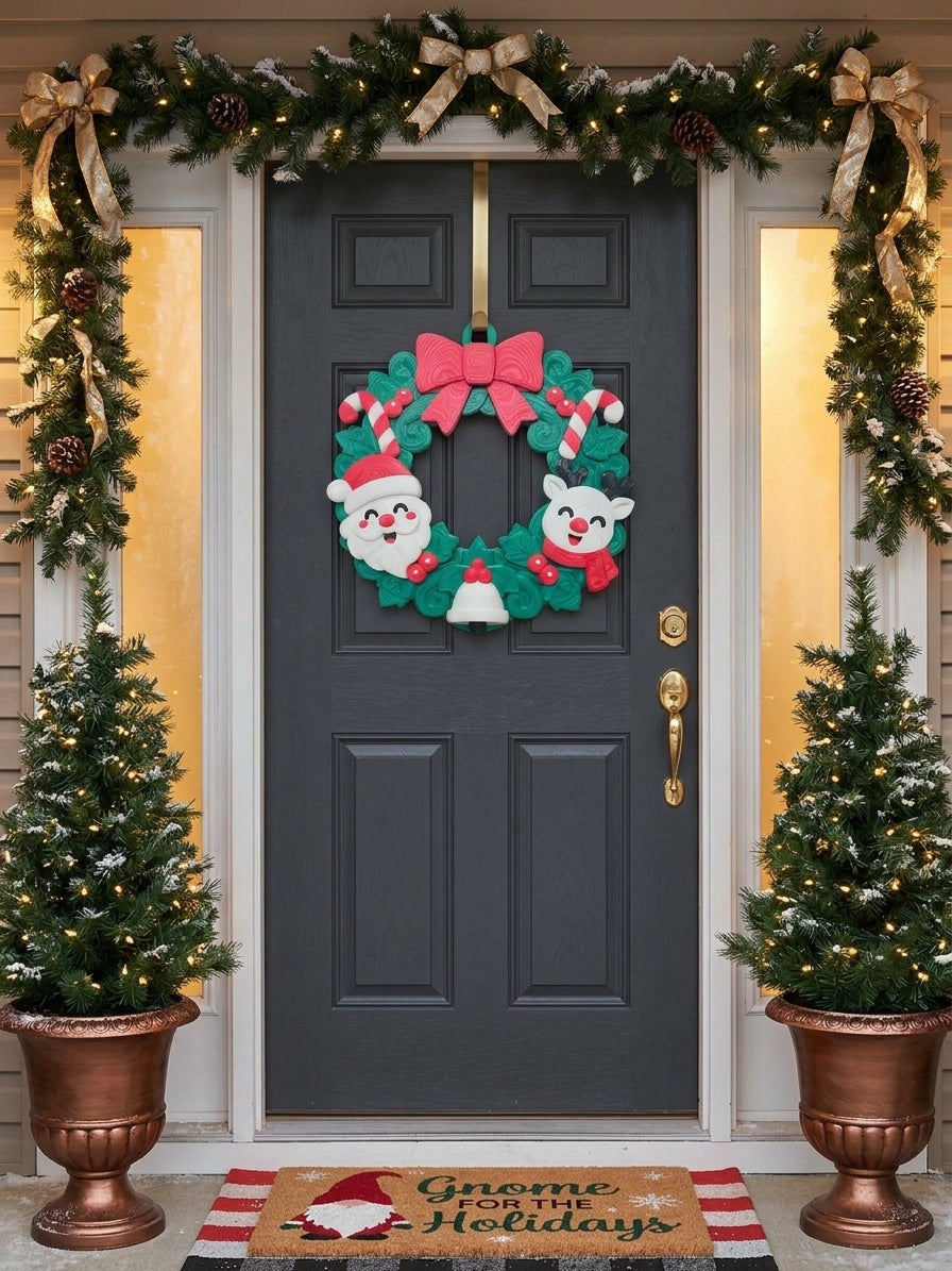 3D Printed Christmas Wreath | Santa & Reindeer | 4m3d Design Art