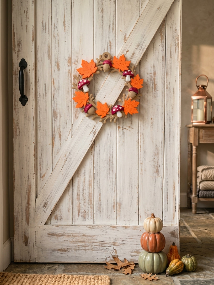 3D Printed Fall Wreath | Autumn Leaves, Acorns & Mushrooms | 4m3d Design Art