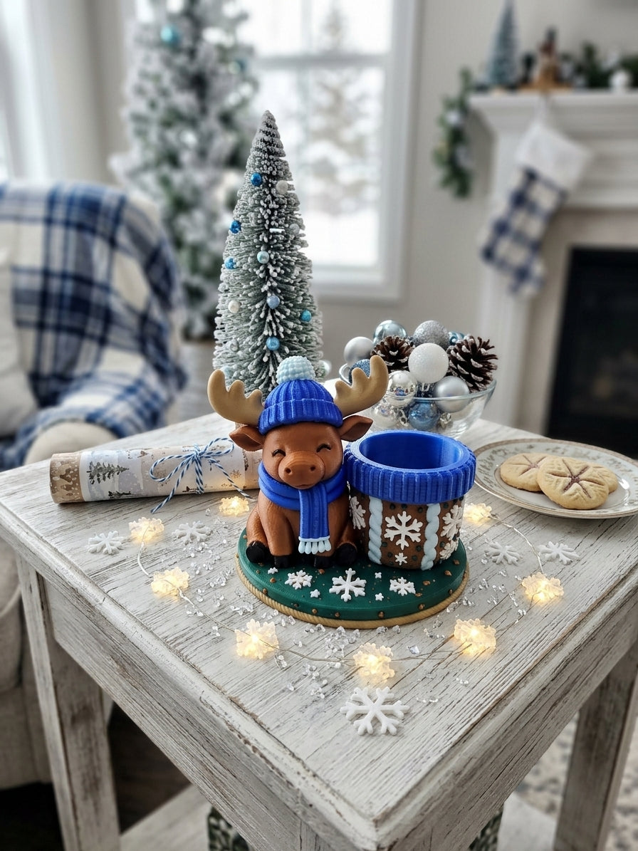 3D Printed Winter Moose Votive Candle Holder | 4m3d Design Art