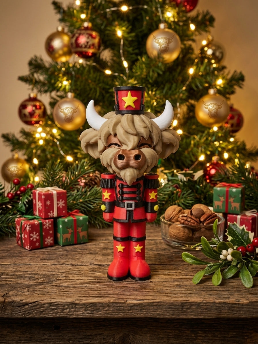 3D Printed Highland Cow Nutcracker | Christmas Figurine | 4m3d Design Art