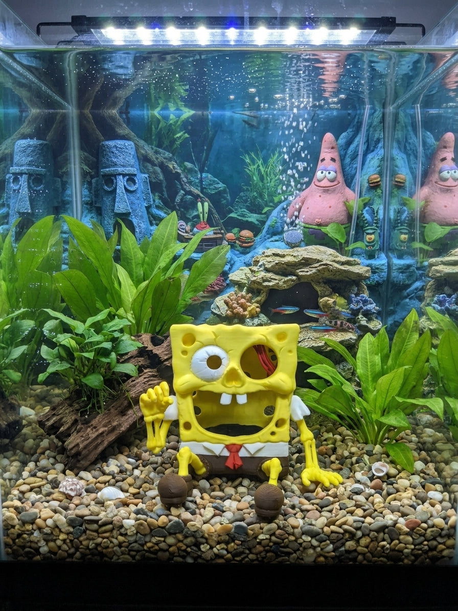 3D Printed SpongeBob Aquarium Tank Decor | Swim-Through | 6x5x5 In | 4m3d Design Art