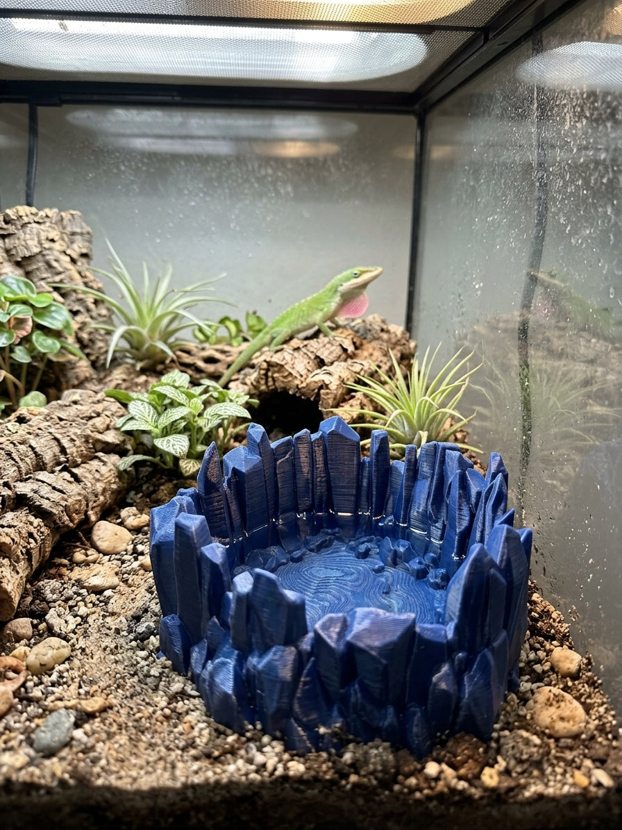 3D Printed Crystal Rock Reptile Bowl | Custom Colors | 4m3d Design Art