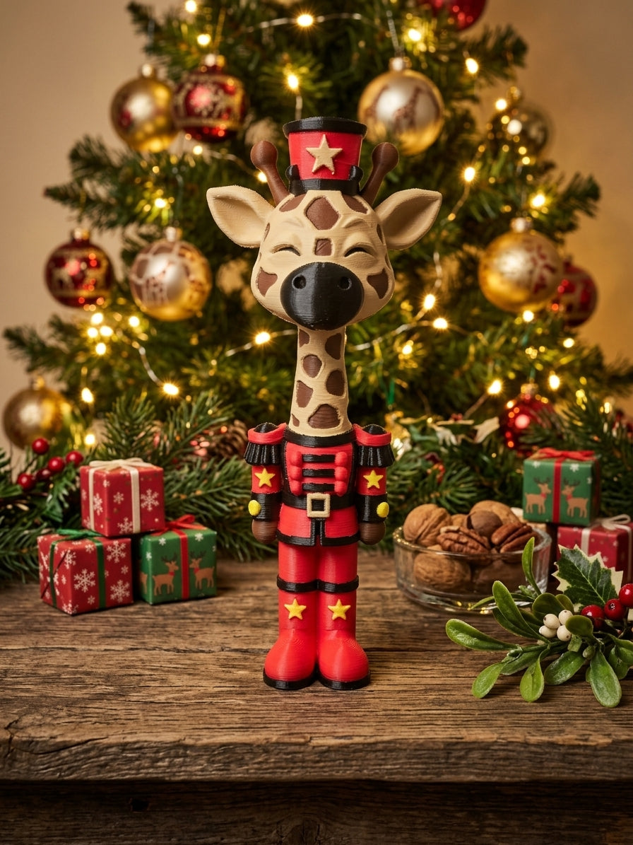 3D Printed Giraffe Nutcracker | Holiday Figurine | 1.5x1.5x6 Inches | 4m3d Design Art