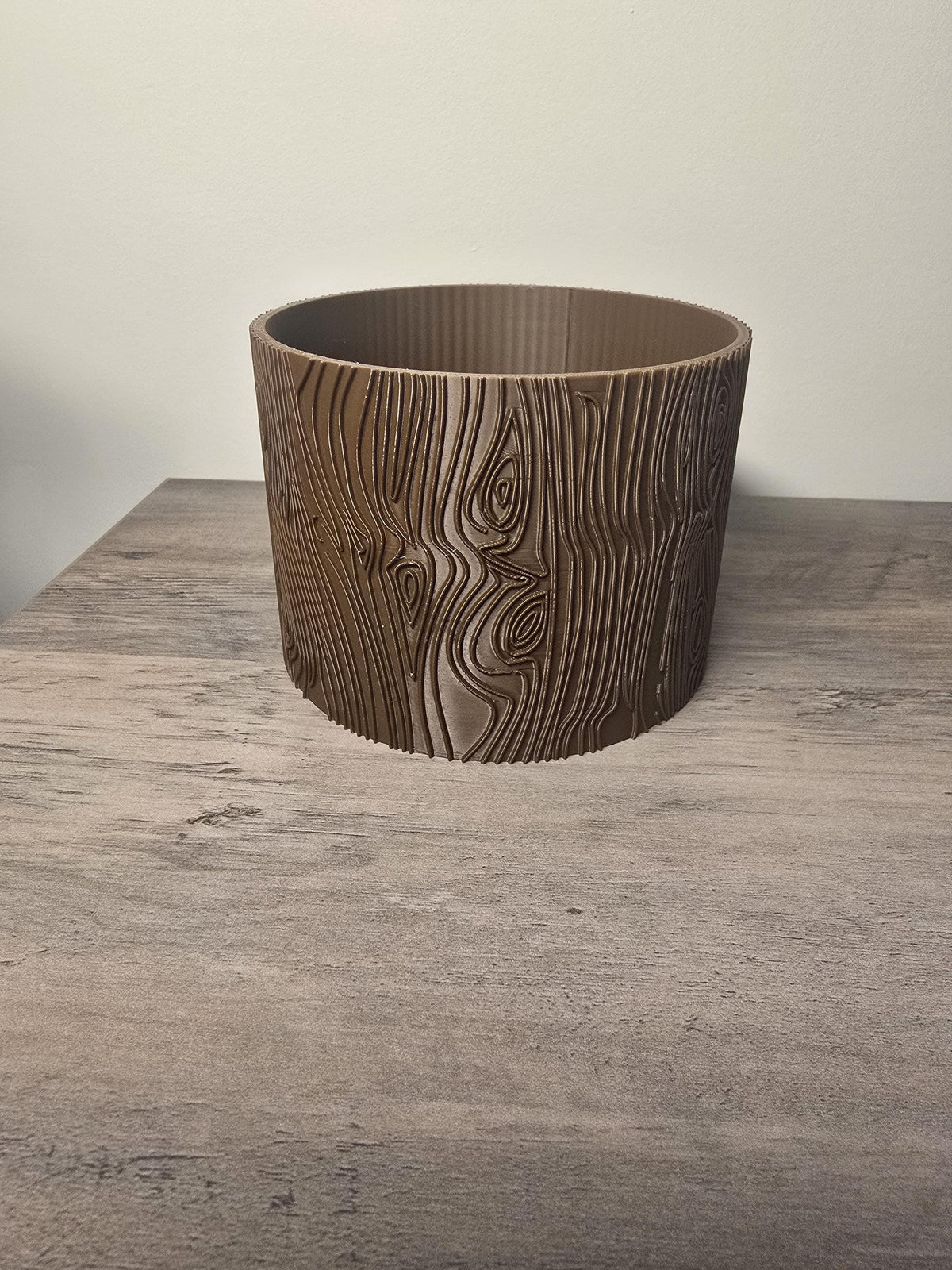 3D Printed Wood Grain Texture Planter | Faux Wood Look | 4m3d Design Art