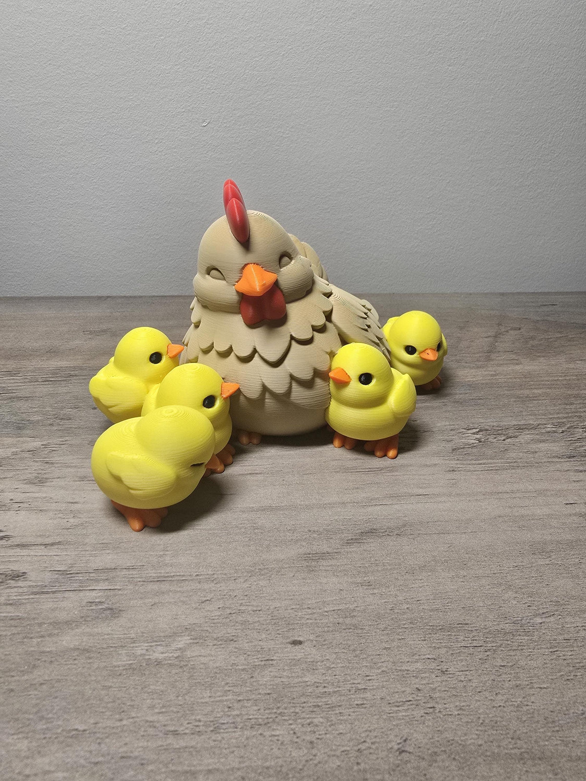 3D Printed Chicken & Chicks Figurine | Farmhouse Decor | Hand-Finished | 4m3d Design Art
