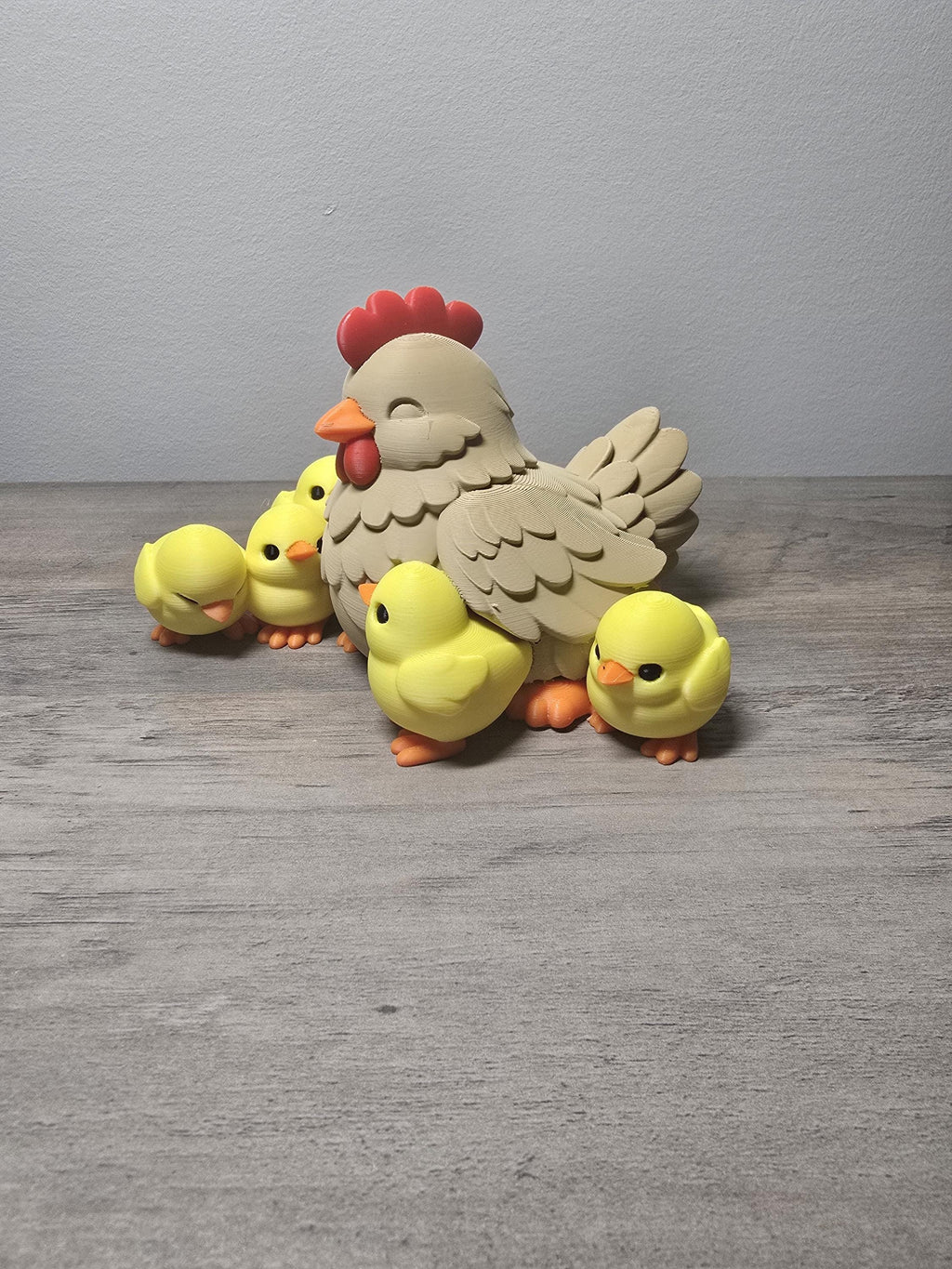3D Printed Chicken & Chicks Figurine | Farmhouse Decor | Hand-Finished | 4m3d Design Art