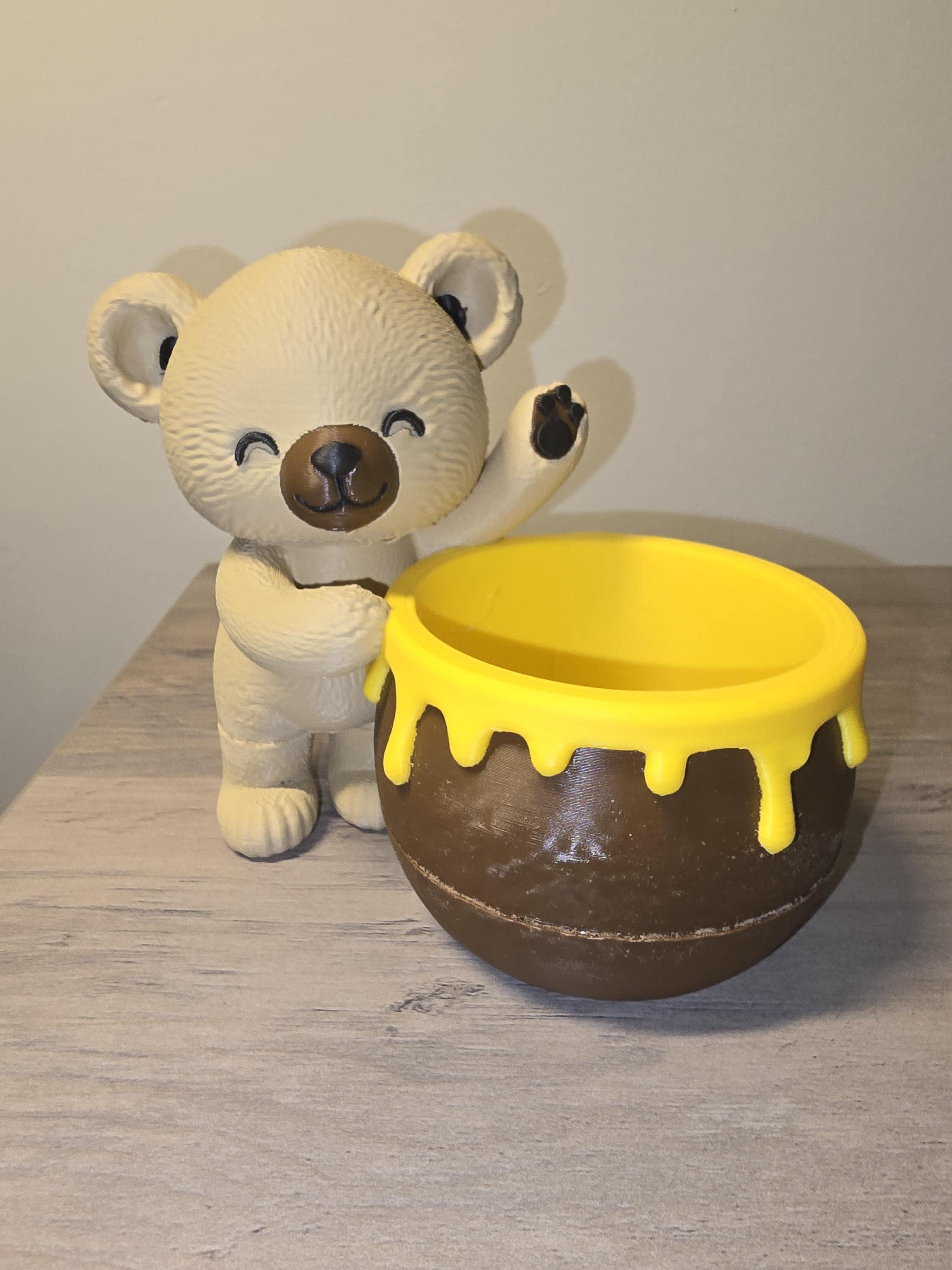 3D Printed Honey Bear Planter | Jewelry Dish & Catch-All | Hand-Finished | 4m3d Design Art