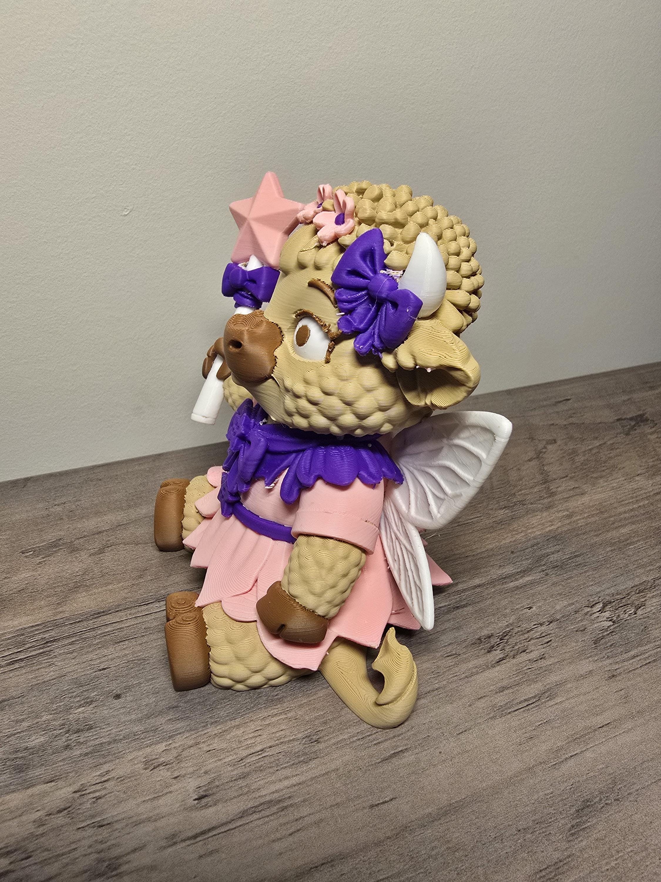 3D Printed Highland Cow Princess Figurine | Wings & Wand | Fairy Decor | 4m3d Design Art