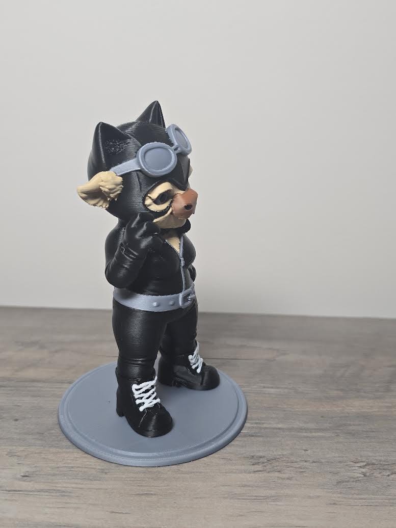 3D Printed Highland Cow Catwoman Figurine | DC Comics Fan Art | Hand-Finished | 4m3d Design Art